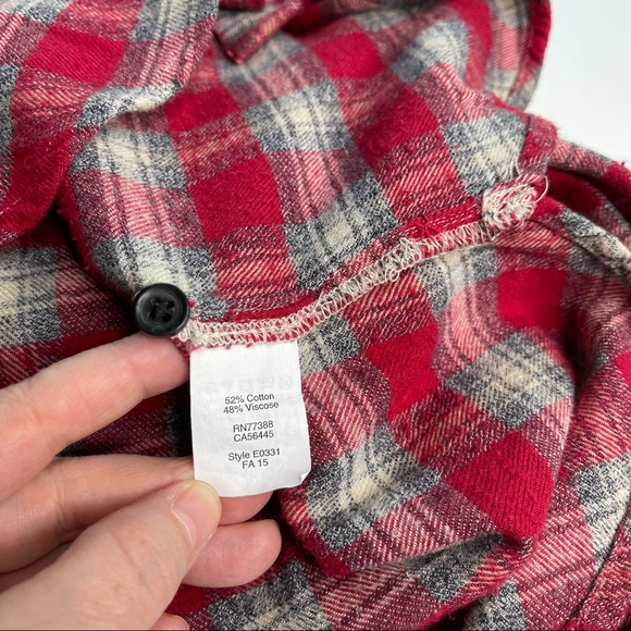 Madewell Red Ex-Boyfriend Fairfax Plaid Flannel Small - Picture 7 of 8